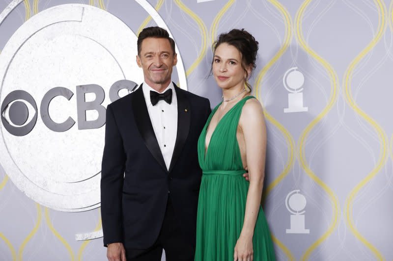 Sutton Foster (R) and Hugh Jackman attend the Tony Awards in 2022. File Photo by John Angelillo/UPI