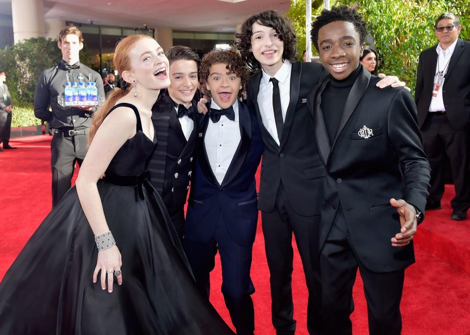 Sadie Sink, Noah Schnapp, Gaten Matarazzo, Finn Wolfhard, and Caleb McLaughlin