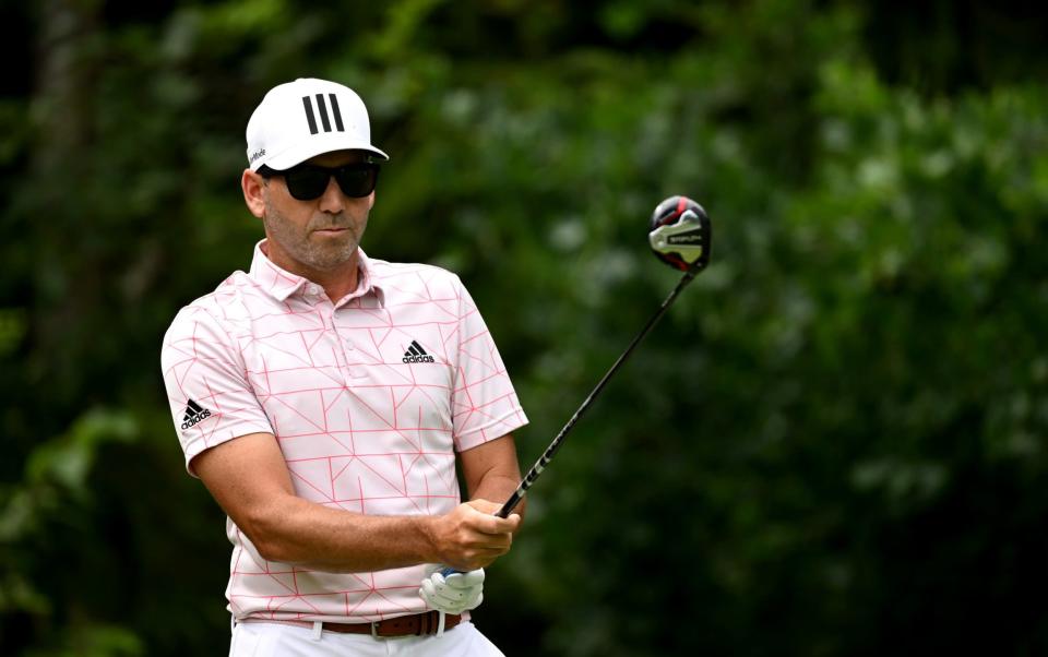 mUNICH, GERMANY - JUNE 24: Sergio Garcia of Spain on the 7th tee during the second round of the BMW International Open at Golfclub Munchen Eichenried on June 24, 2022 in Munich, Germany - Stuart Franklin/Getty Images