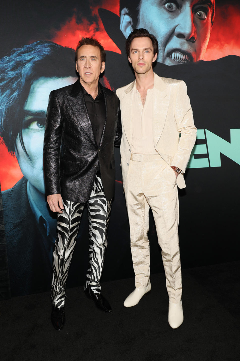 Nicolas Cage and Nicholas Hoult attend the ‘Renfield’ premiere at the Museum of Modern Art in New York City on March 28, 2023.
