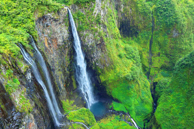 Waterfall in rainforest.