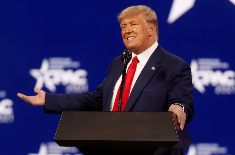 FILE PHOTO: Former U.S. President Donald Trump speaks at the Conservative Political Action Conference in Orlando