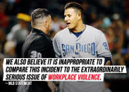 The MLB responded to the Umpires Association's <a href="https://sports.yahoo.com/umpires-union-says-manny-machado-only-getting-onegame-suspension-is-disgrace-to-the-game-183221720.html" data-ylk="slk:social media attack;elm:context_link;itc:0;sec:content-canvas;outcm:mb_qualified_link;_E:mb_qualified_link;ct:story;" class="link  yahoo-link">social media attack</a> on Manny Machado.