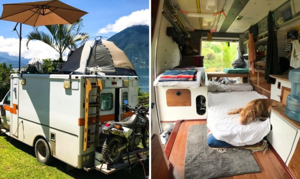 <p>Una mesa plegable de madera dura es utilizada para trabajar o comer y puede guardarse siempre que no se use. Además, el sofá se convierte en una cama.<br>Foto: Instagram/vanlife_ian_dow_travels </p>