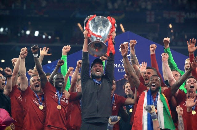 Jurgen Klopp celebrates Liverpool's Champions League success in 2019 