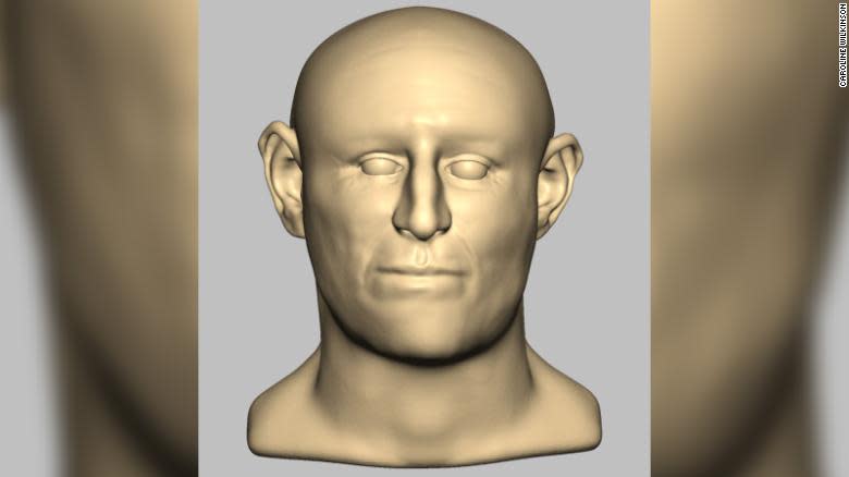 This is a digital reconstruction of the face of one of the adults found in the medieval well. - Caroline Wilkinson