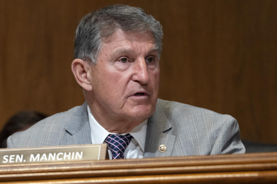 Sen. Joe Manchin, I-W.Va., listens as Treasury Secretary Janet Yellen responds to a question by Sen. John Kennedy, R-La., during a Senate Appropriations Subcommittee on Financial Services and General Government hearing, Tuesday, June 4, 2024, on Capitol Hill in Washington. (AP Photo/Jacquelyn Martin)