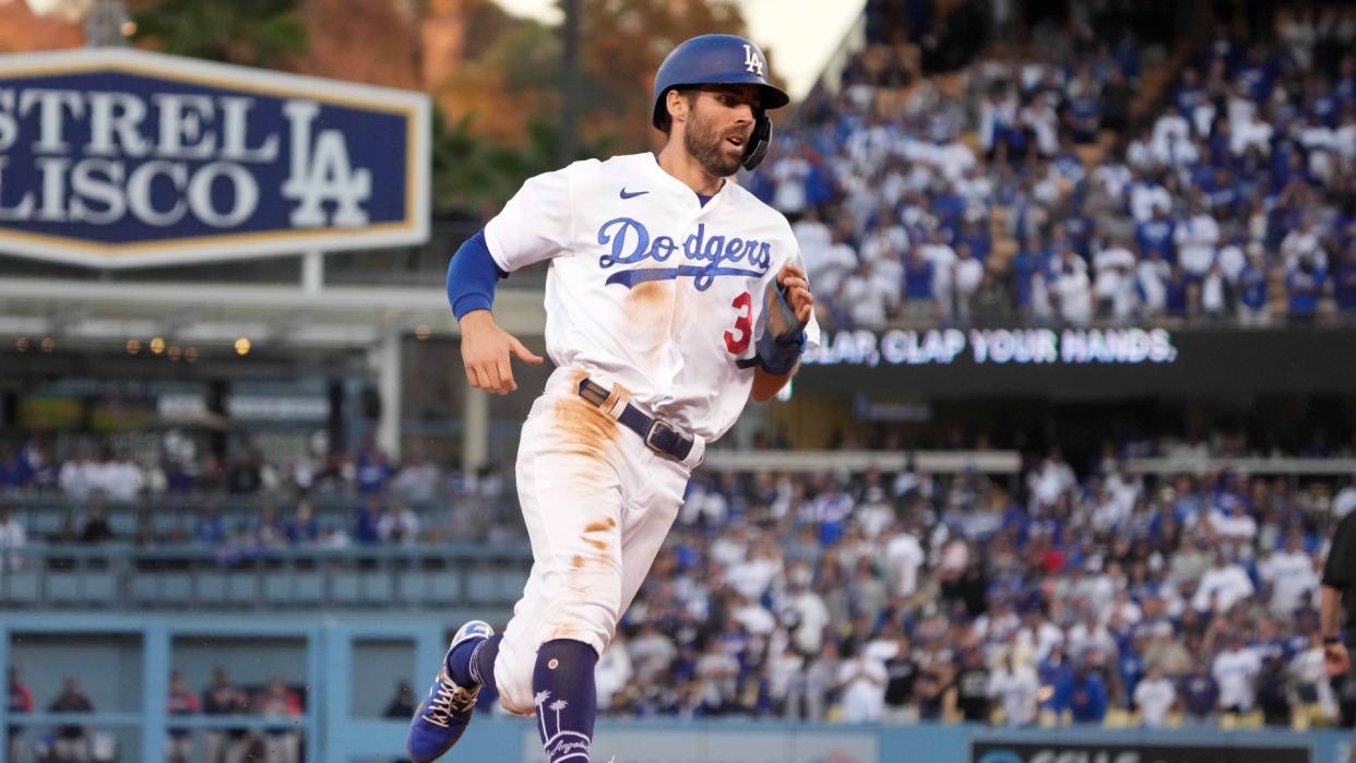 Chris Taylor has plenty of playoff experience, including a World Series ring. (Photo via USA Today)