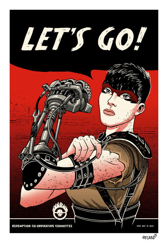 It’s Rosie the Riveter vs. Imperator Furiosa in this too-perfect blend by Tim Odland, which is available for purchase. 