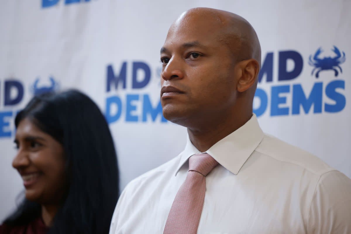 Aruna Miller and Wes Moore at a campaign event in 2022 (Getty Images)
