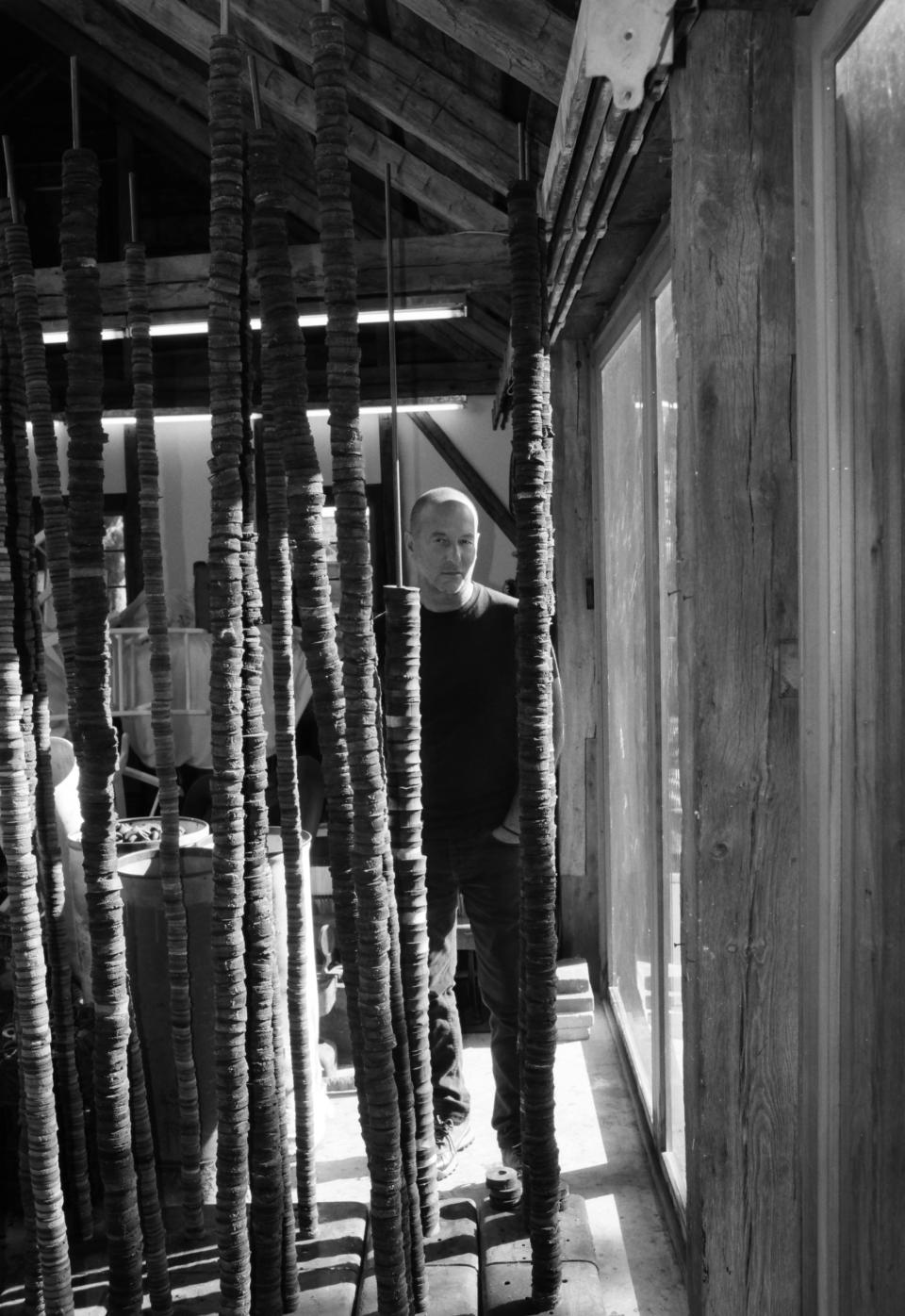 Helmut Lang in his Long Island studio.