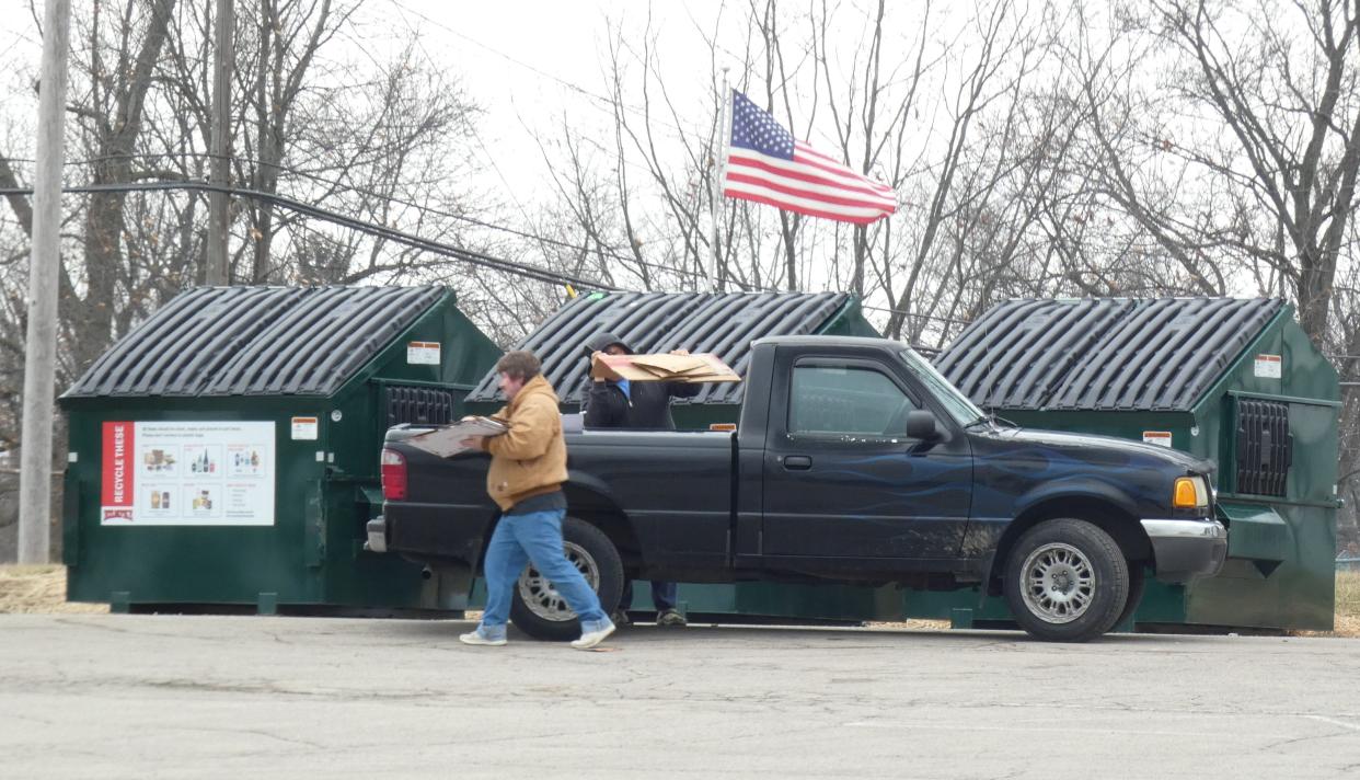 Residents drop off recyclables at the Crawford County Fairgrounds in January.