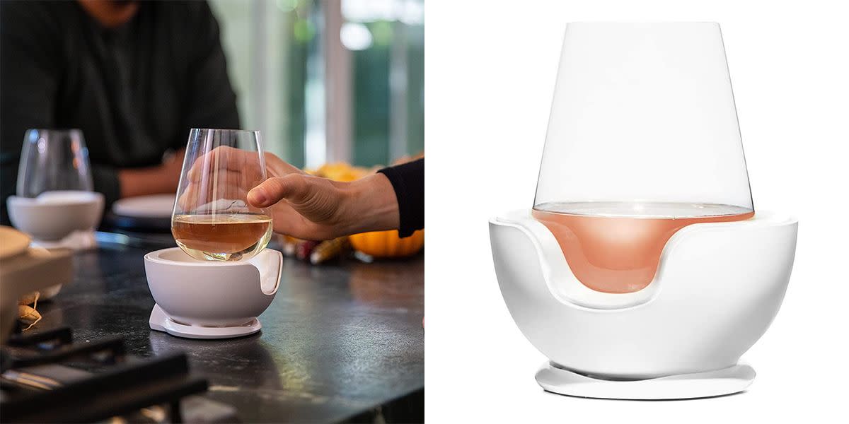 white stemless wine glass holder