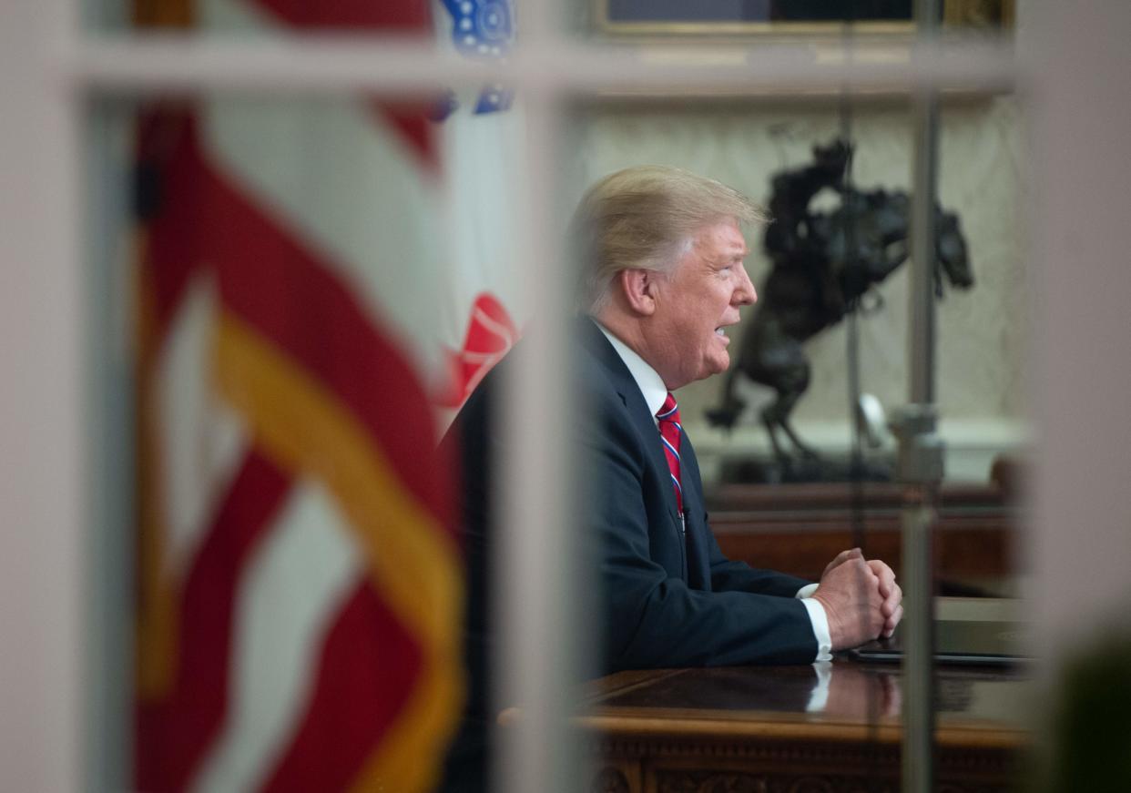 President Donald Trump delivers an address to the nation on Jan. 8, 2019.