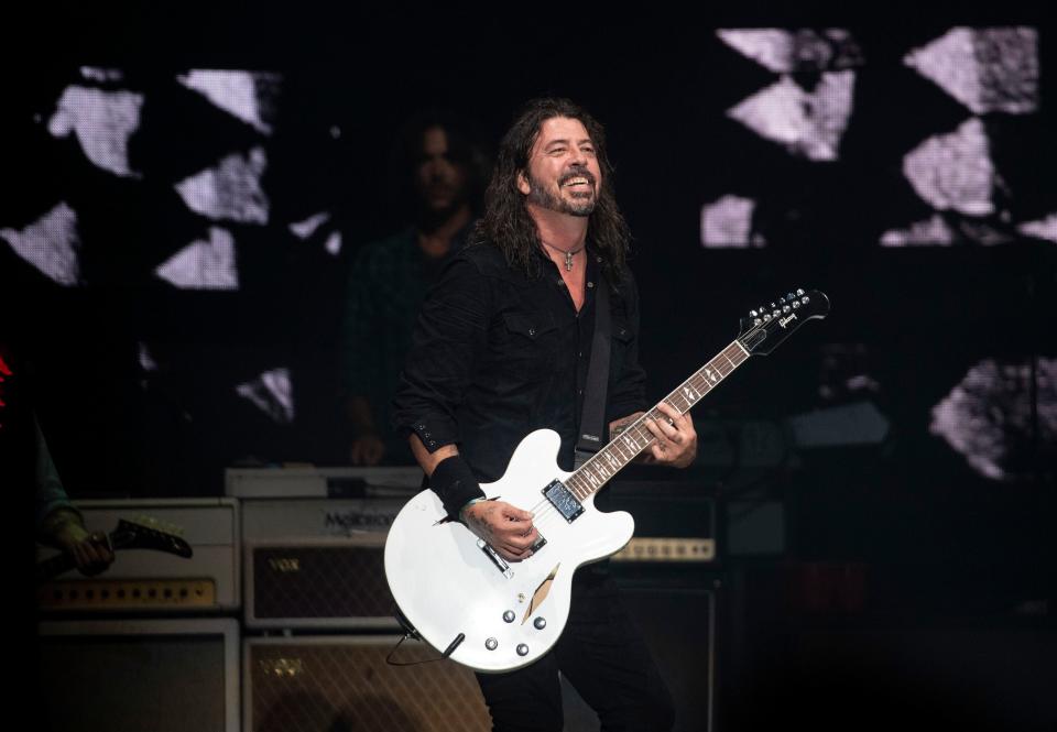 Dave Grohl of Foo Fighters performs at  Bonnaroo in Manchester, Tenn., Sunday, June 18, 2023. 