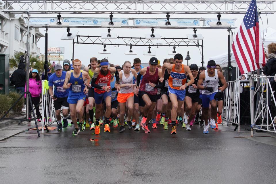 The start of the Wilmington NC Marathon is at Johnnie Mercer Pier in Wrightsville Beach.