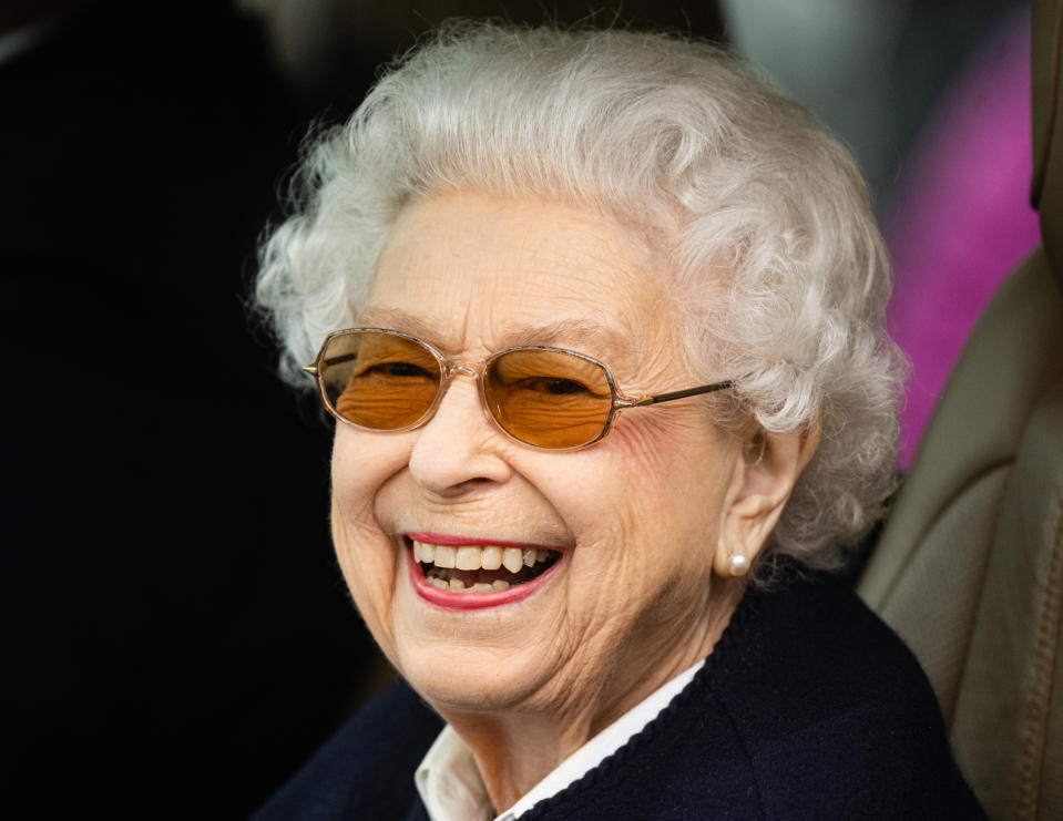 The Queen smiled as she arrived at The Royal Windsor Horse Show in her first public appearance since March.  (Photo by Samir Hussein/WireImage)