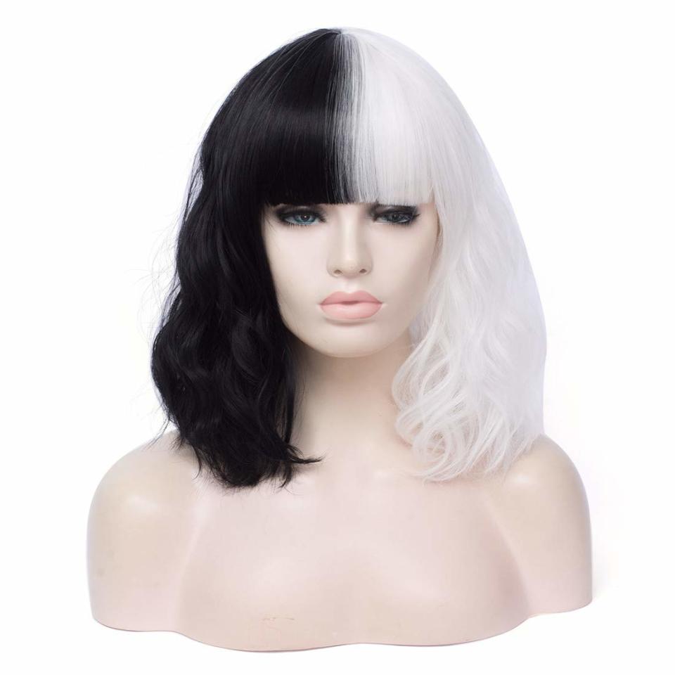 Cying Lin Short Wavy Curly Black and White Wig