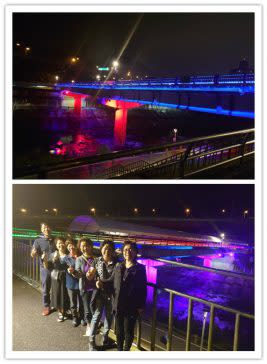一壽橋夜晚的燈光造景，是里民晚飯後散步的好去處。（圖片來源：樟新里辦公處提供）