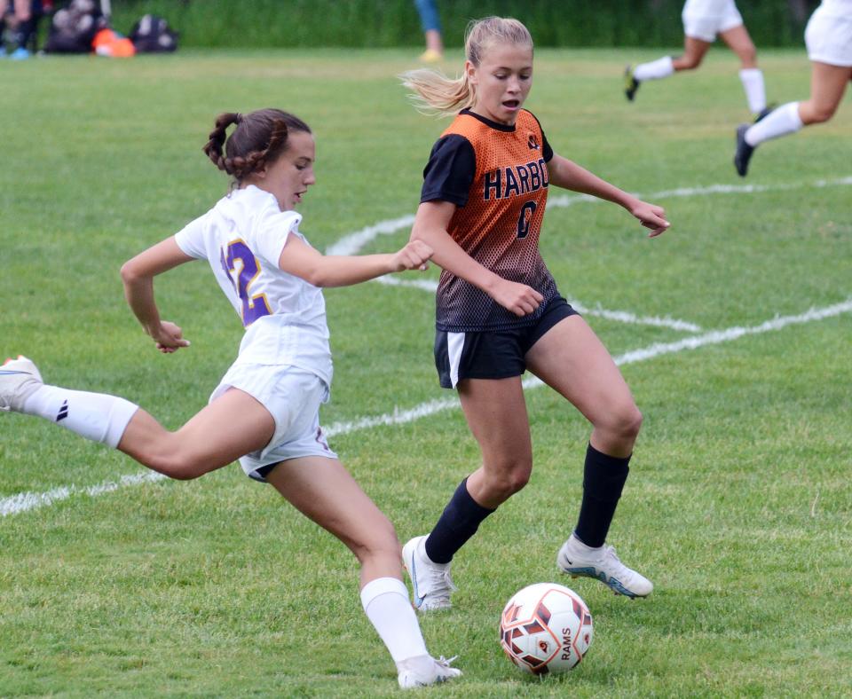 Harbor Springs' Lily Barnadyn (right) got some good experience a year ago and will have more on her shoulders in 2024 with a young Rams team.