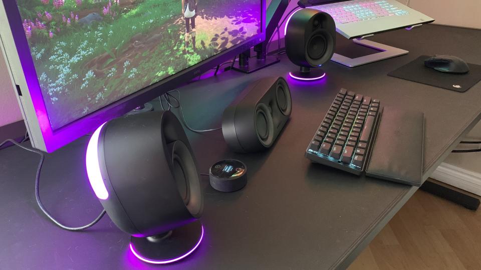 SteelSeries Arena 9 at a gaming desk setup