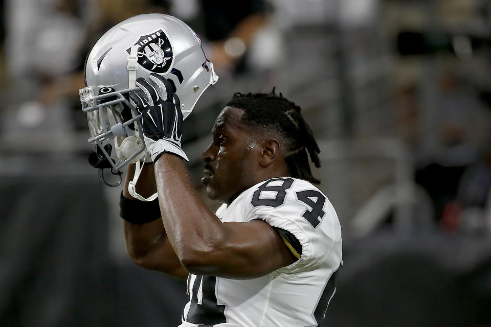 Oakland Raiders wide receiver Antonio Brown isn't happy with the latest development in the saga concerning his helmet. (AP)