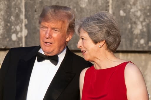 US President Donald Trump and British Prime Minister Theresa May, seen here in July 2018 at Blenheim Palace -- will meet one last time before she steps down