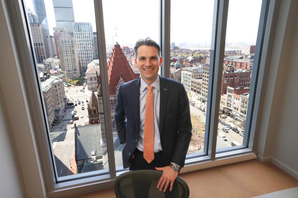 Zachary R. Hafer, trial lawyer and former federal prosecutor who spent 14 years in the U.S. Attorney's Office for the District of Massachusetts, at his Boston office on Thursday, May 5, 2022.