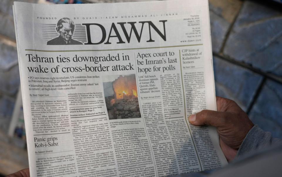 A Pakistani newspaper reports the regime's diplomatic response to Iran's cross-border strike