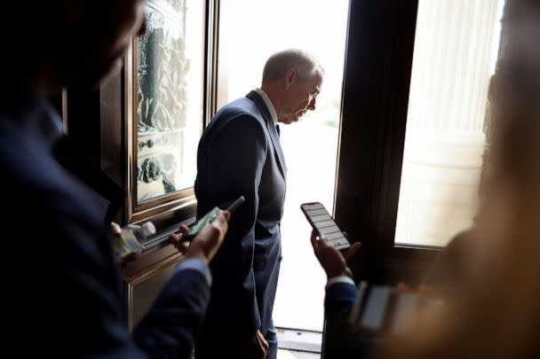 PHOTO: Sen. Rob Portman steps out of the U.S. Capitol between votes at the U.S. Capitol on July 19, 2022 in Washington, D.C. (Chip Somodevilla/Getty Images)