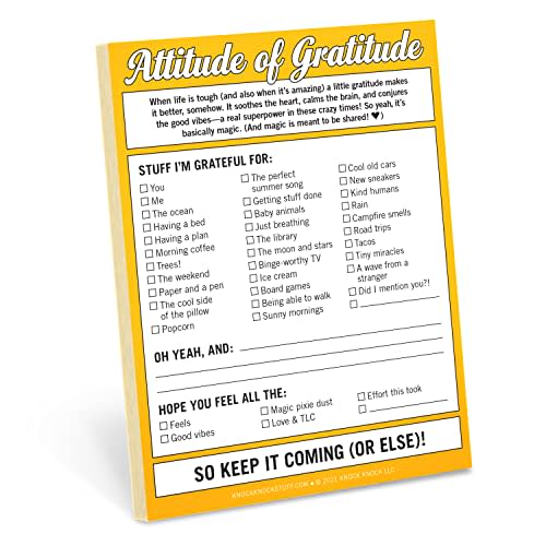 Knock Knock Attitude of Gratitude Nifty Note Pad, Gratitude Checklist Memo Notepad, 4 x 5.25-inches