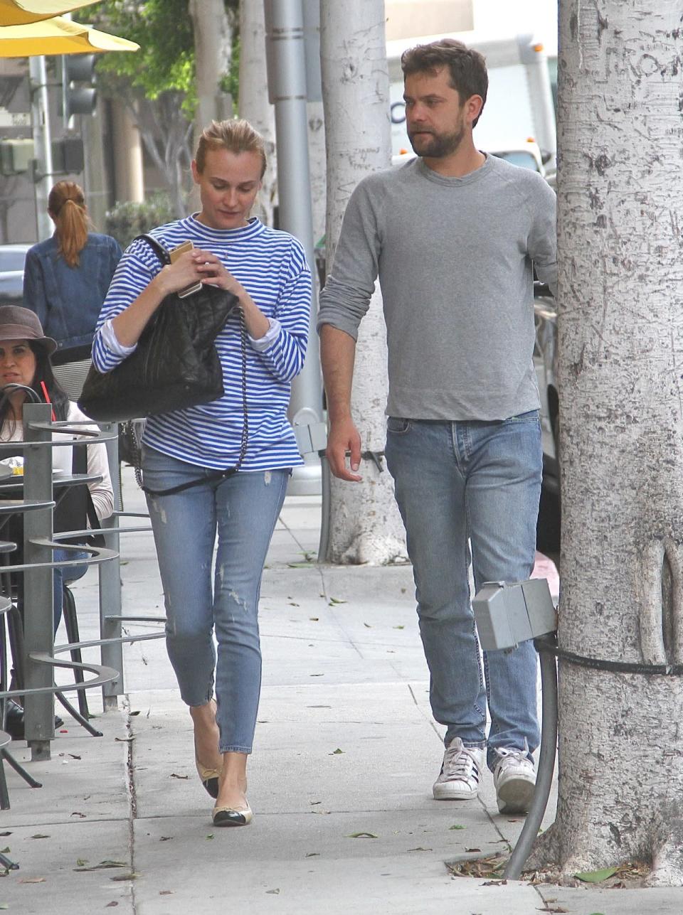 Diane Kruger wears a classic Breton-stripe tee while out with Joshua Jackson in LA.