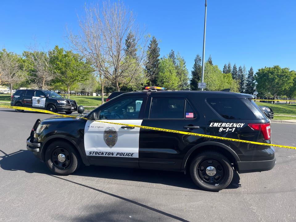 Police are investigating a shooting at Unity Park in Stockton on Wednesday, Apr. 12, 2023.