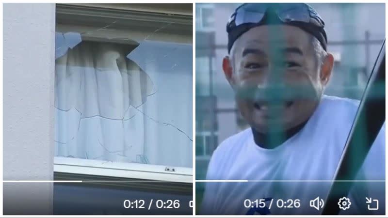 鈴木一朗到北海道旭川東高校示範揮棒打破教室玻璃。（圖／翻攝自Codify推特）