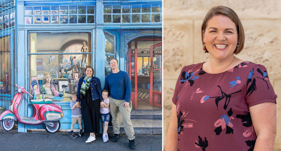 Lacey Filipich and her family (left) and on her own (right).