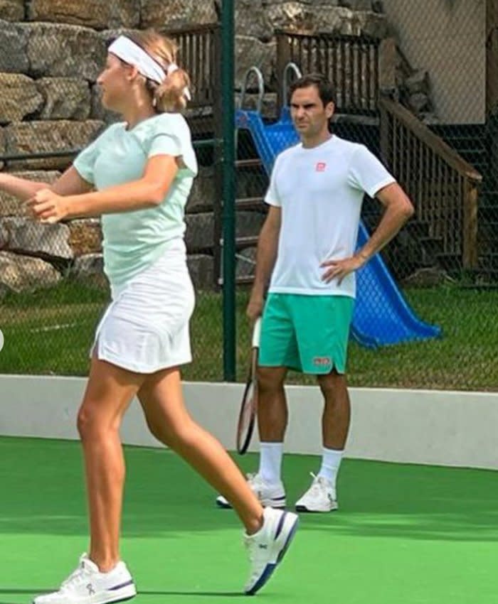 Mirka Vavrinec y Roger Federer 