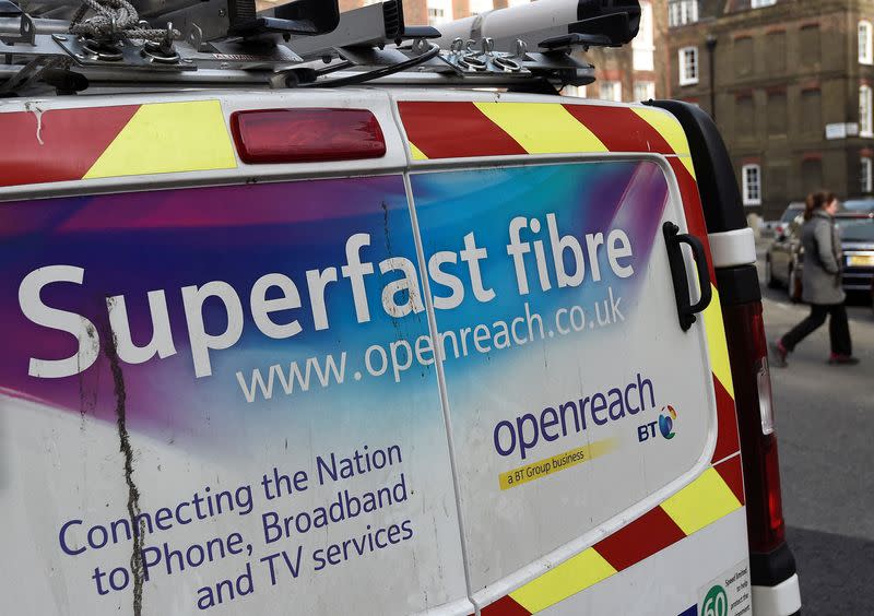 FILE PHOTO: A BT Openreach van is seen parked in central London