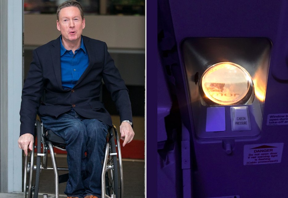 <em>BBC journalist Frank Gardner was left stuck on a plane after hydraulic vehicle crew locked themselves in (Rex/Twitter/@FrankRGardner)</em>