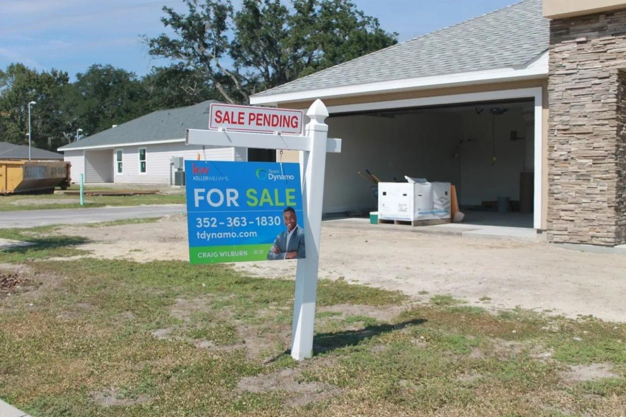 A home is shown as pending in the Heartwood housing development in Gainesville, Florida.