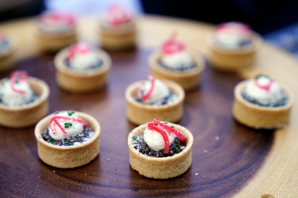 A mushroom tartlet by chef John Turnbull of Madre. The Alpine Country Club hosted the Celebrity Chefs and Friends golf and tennis tournament to benefit City Harvest on Monday, May 8, 2023, in Demarest.