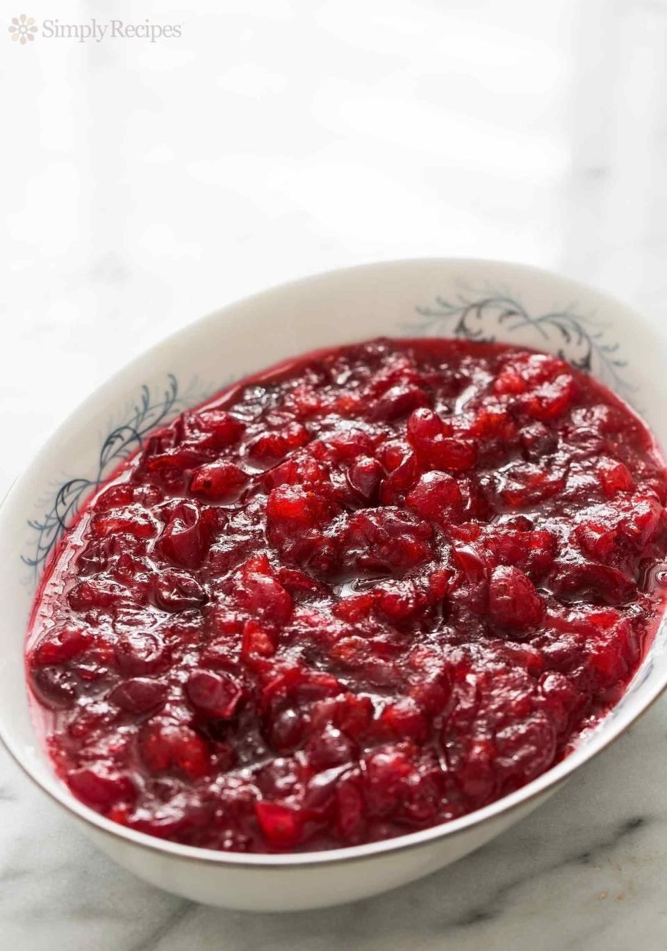 <strong>Get the <a href="http://www.simplyrecipes.com/recipes/cranberry_sauce/" target="_blank">Cranberry Sauce recipe</a> from Simply Recipes</strong>