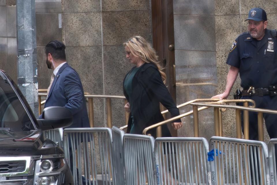 Stormy Daniels leaving court after testifying at former President Donald Trump’s Manhattan “hush money” trial on May 9, 2024. William Farrington