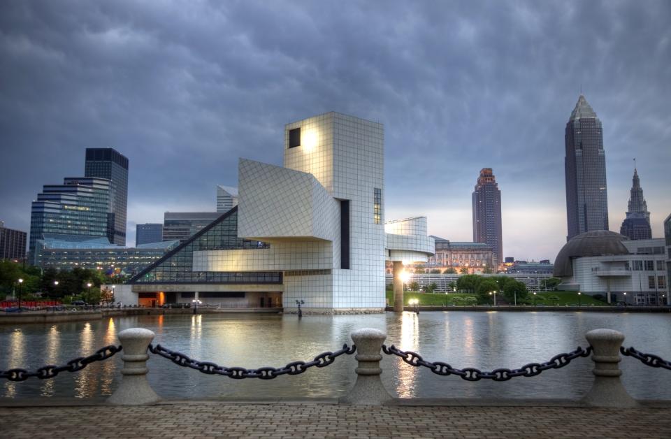 Cleveland's Rock & Roll Hall of Fame, completed by I.M. Pei in 1995.