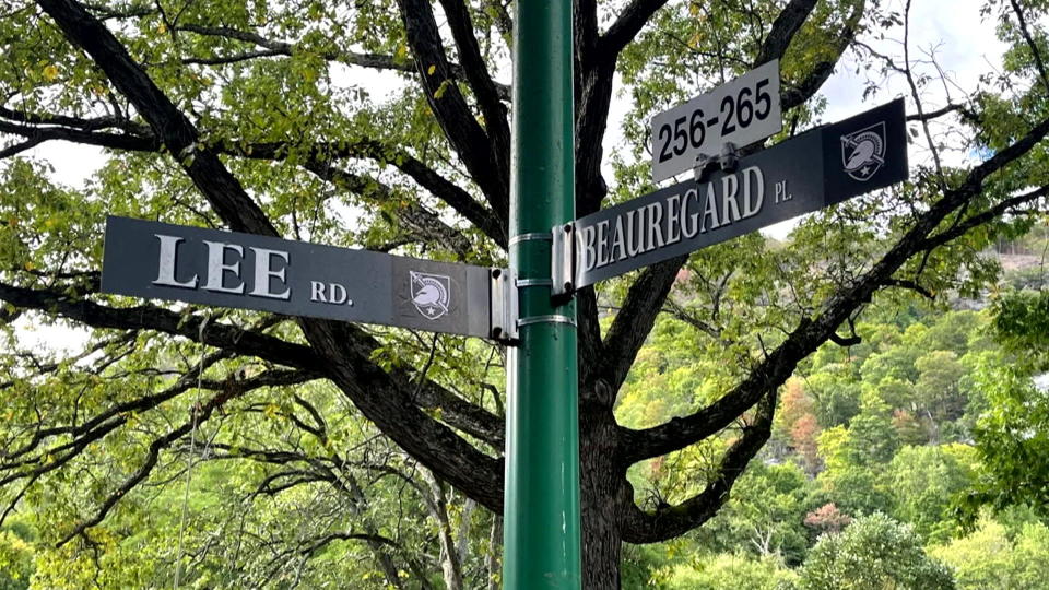 On the campus of the U.S. Military Academy at West Point in New York, Lee Road and Beauregard Place, commemorating generals who fought for the Confederacy, are being renamed.  / Credit: CBS News