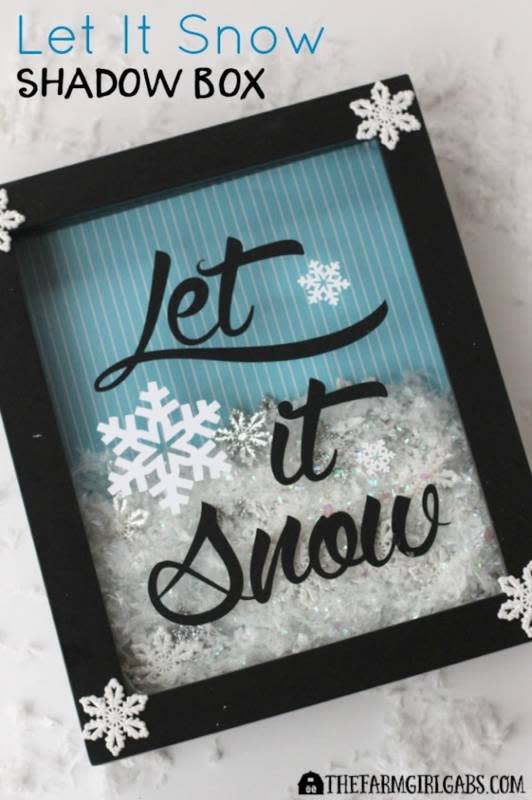 <p>The Farm Girl Gabs</p><p>Showcase a little snow in your home with this craft by <em><a href="https://thefarmgirlgabs.com/let-snow-shadow-box/" rel="nofollow noopener" target="_blank" data-ylk="slk:The Farm Girl Gabs;elm:context_link;itc:0;sec:content-canvas" class="link ">The Farm Girl Gabs</a></em>. It’s the perfect project for you and your little one to do together.</p>