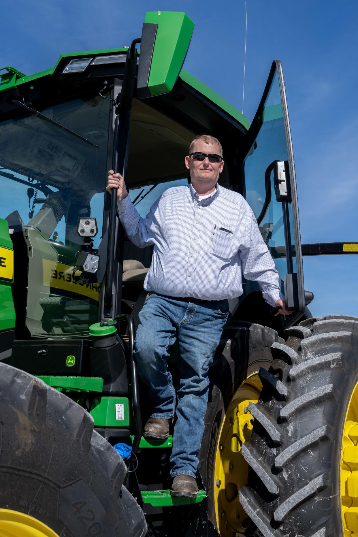 Ryan Bivens at his farm in LaRue County on March 16, 2024.