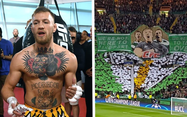 Celtic fans unfurled a banner inspired by Conor McGregor - Getty Images