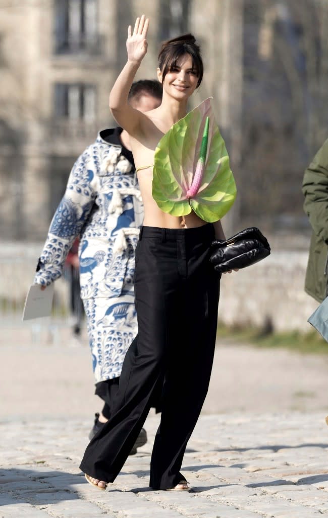 Emrata Wears Leaf Shirt