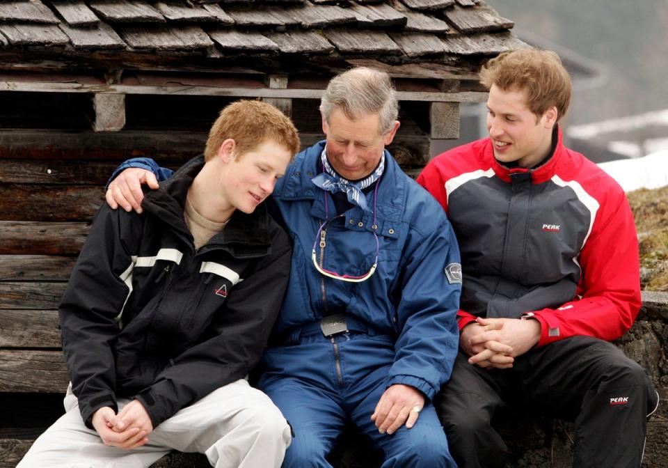 The King has been photographed on the slopes with his family for many years  (Getty Images)