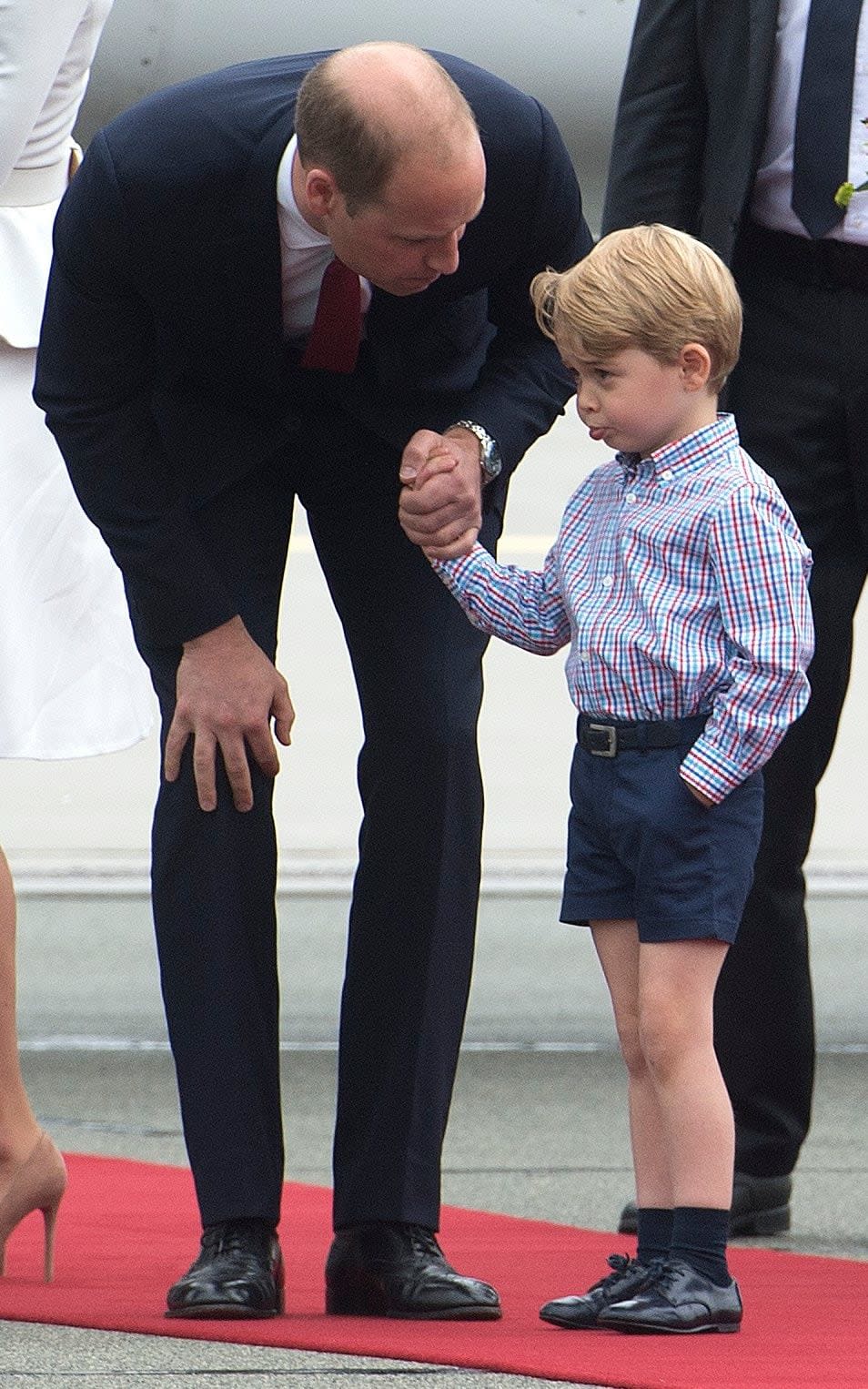 Prince George with his father in the greeting line - Credit:  JULIAN SIMMONDS